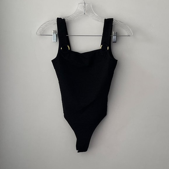 ASOS Design Petite Square Neck Bodysuit in Crinkle - Picture 3 of 9